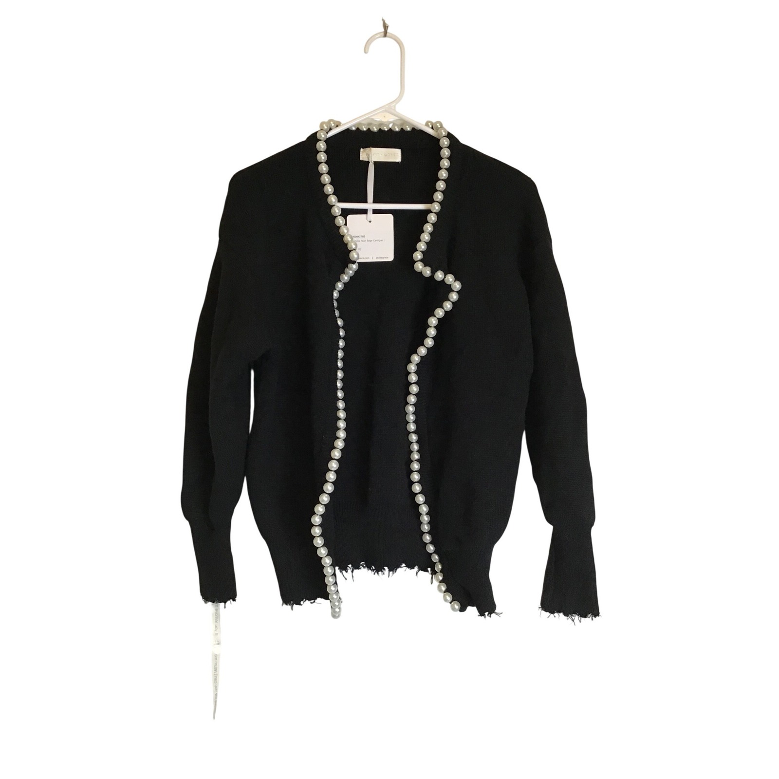 Vita Grace Women's Black Isabella Pearl Edge Wool Cashmere Cardigan One Size Nwt — image 2 of 6